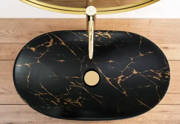 Умывальник (раковина) REA ROYAL IN BLACK MARBLE GOLD накладной (REA-U8008) Умывальник (раковина) REA ROYAL IN BLACK MARBLE GOLD накладной (REA-U8008)