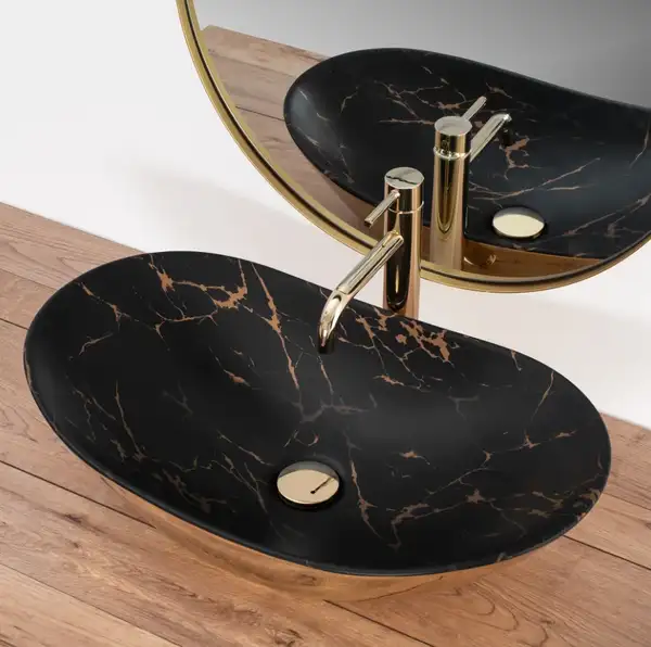 Умывальник (раковина) REA ROYAL IN BLACK MARBLE GOLD накладной (REA-U8008) Умывальник (раковина) REA ROYAL IN BLACK MARBLE GOLD накладной (REA-U8008)