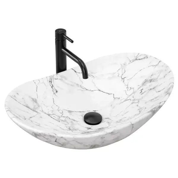 Умивальник (раковина) REA ROYAL STATUARIO MARBLE MATT накладний мармур (REA-U8010) Умивальник (раковина) REA ROYAL STATUARIO MARBLE MATT накладний мармур (REA-U8010)