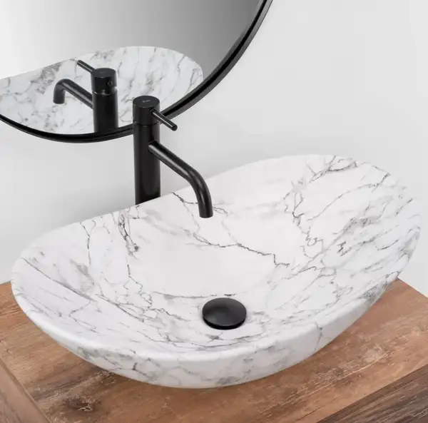 Умивальник (раковина) REA ROYAL STATUARIO MARBLE MATT накладний мармур (REA-U8010) Умивальник (раковина) REA ROYAL STATUARIO MARBLE MATT накладний мармур (REA-U8010)