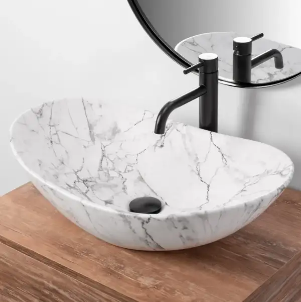Умивальник (раковина) REA ROYAL STATUARIO MARBLE MATT накладний мармур (REA-U8010) Умивальник (раковина) REA ROYAL STATUARIO MARBLE MATT накладний мармур (REA-U8010)