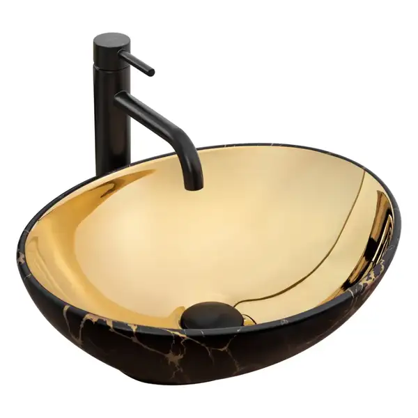 Умивальник (раковина) REA SOFIA IN MARBLE MAT BLACK GOLD накладний (REA-U8011) Умивальник (раковина) REA SOFIA IN MARBLE MAT BLACK GOLD накладний (REA-U8011)