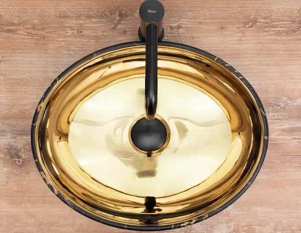 Умивальник (раковина) REA SOFIA IN MARBLE MAT BLACK GOLD накладний (REA-U8011) Умивальник (раковина) REA SOFIA IN MARBLE MAT BLACK GOLD накладний (REA-U8011)