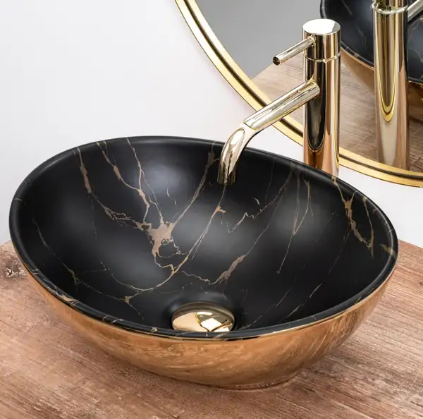 Умивальник (раковина) REA SOFIA GOLD MARBLE BLACK накладний (REA-U8012) Умивальник (раковина) REA SOFIA GOLD MARBLE BLACK накладний (REA-U8012)