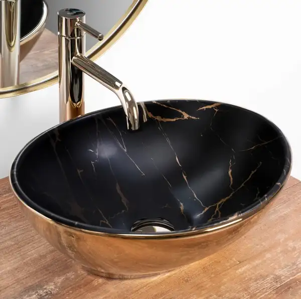 Умивальник (раковина) REA SOFIA GOLD MARBLE BLACK накладний (REA-U8012) Умивальник (раковина) REA SOFIA GOLD MARBLE BLACK накладний (REA-U8012)