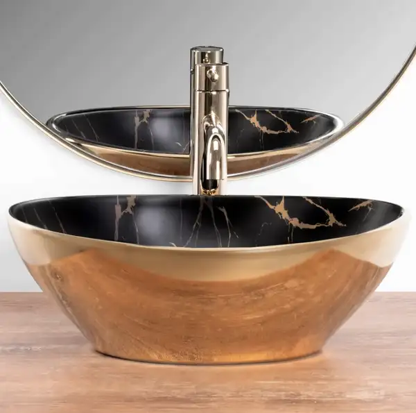 Умивальник (раковина) REA SOFIA GOLD MARBLE BLACK накладний (REA-U8012) Умивальник (раковина) REA SOFIA GOLD MARBLE BLACK накладний (REA-U8012)