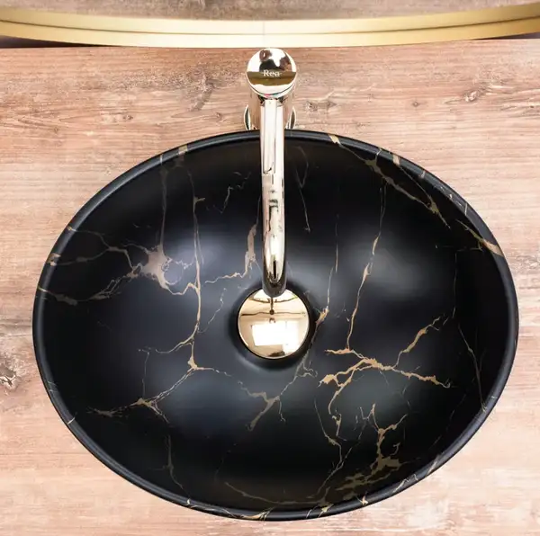 Умивальник (раковина) REA SOFIA GOLD MARBLE BLACK накладний (REA-U8012) Умивальник (раковина) REA SOFIA GOLD MARBLE BLACK накладний (REA-U8012)