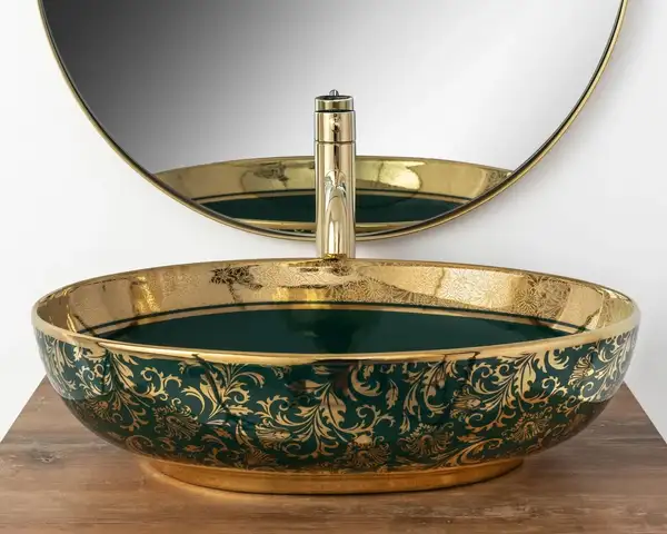 Умывальник (раковина) REA MARGOT GREEN GOLD накладной (REA-U8462) Умывальник (раковина) REA MARGOT GREEN GOLD накладной (REA-U8462)