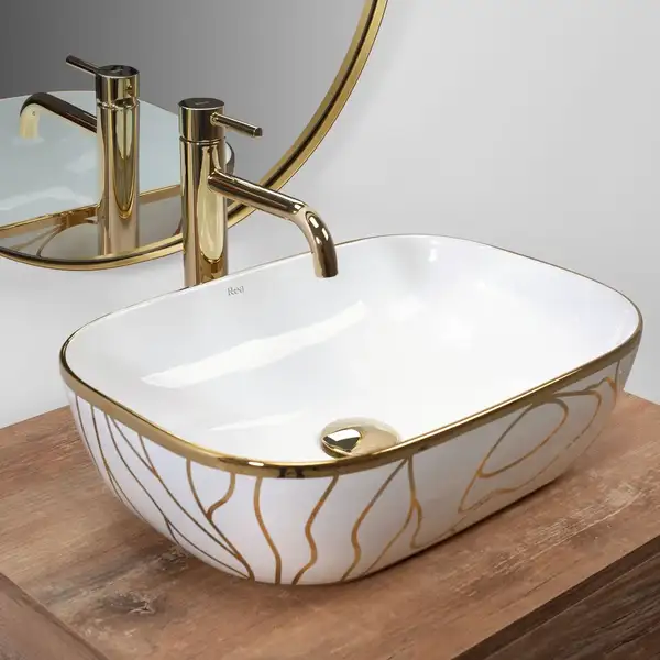 Умивальник (раковина) REA BELINDA WAVE WHITE GOLD накладний білий (REA-U8472) Умивальник (раковина) REA BELINDA WAVE WHITE GOLD накладний білий (REA-U8472)