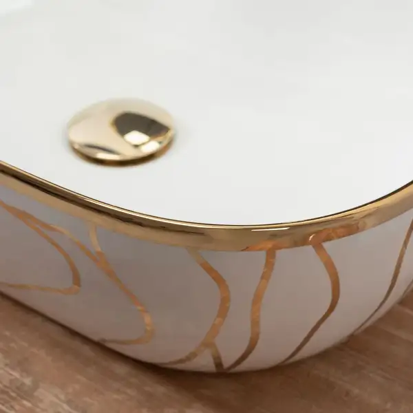 Умивальник (раковина) REA BELINDA WAVE WHITE GOLD накладний білий (REA-U8472) Умивальник (раковина) REA BELINDA WAVE WHITE GOLD накладний білий (REA-U8472)
