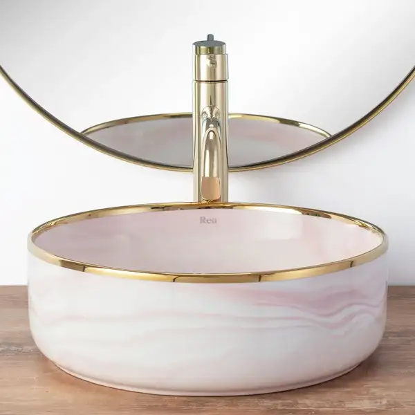 Умывальник (раковина) REA MERIDA PINK накладной розовый (REA-U8549) Умывальник (раковина) REA MERIDA PINK накладной розовый (REA-U8549)
