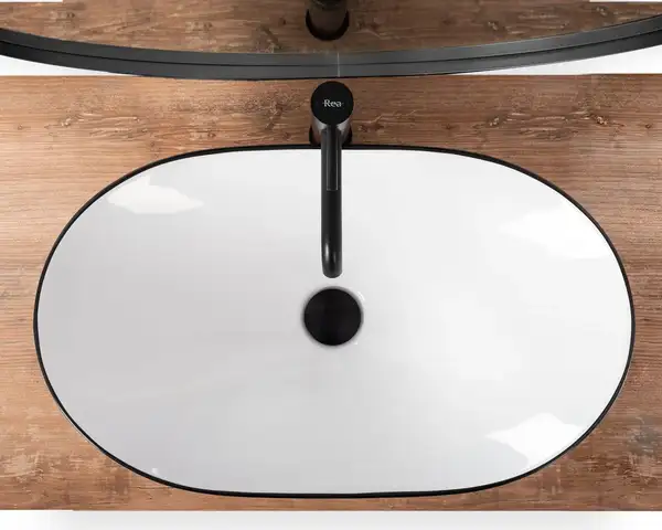 Умывальник (раковина) REA ROYAL WHITE BLACK EDGE накладной (REA-U8569) Умывальник (раковина) REA ROYAL WHITE BLACK EDGE накладной (REA-U8569)