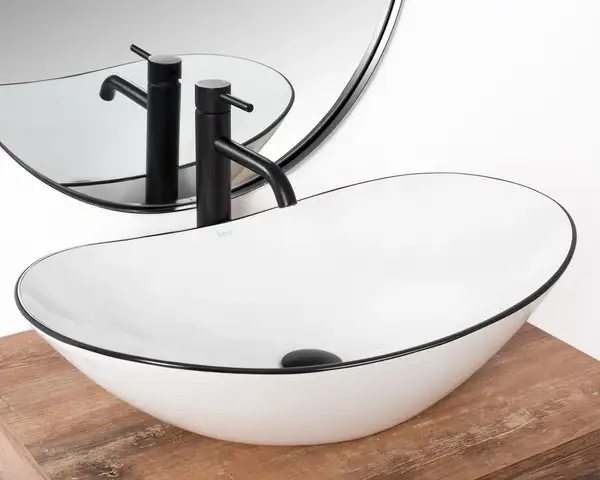 Умывальник (раковина) REA ROYAL WHITE BLACK EDGE накладной (REA-U8569) Умывальник (раковина) REA ROYAL WHITE BLACK EDGE накладной (REA-U8569)