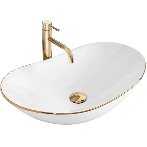 Умывальник (раковина) REA ROYAL GOLD EDGE накладной белый (REA-U8570) Умывальник (раковина) REA ROYAL GOLD EDGE накладной белый (REA-U8570)