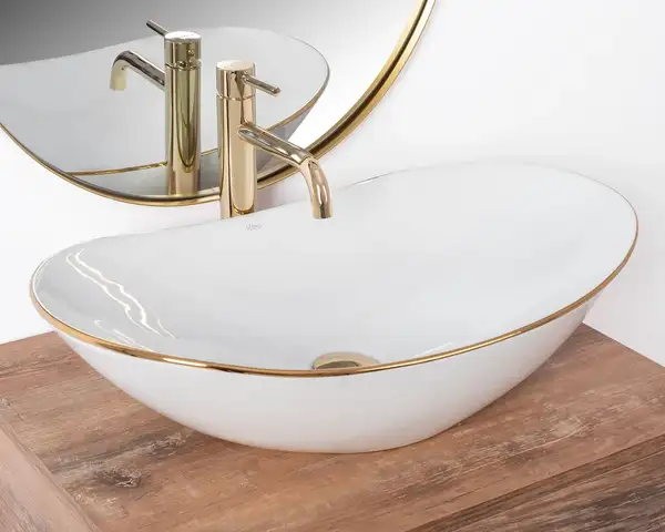 Умывальник (раковина) REA ROYAL GOLD EDGE накладной белый (REA-U8570) Умывальник (раковина) REA ROYAL GOLD EDGE накладной белый (REA-U8570)