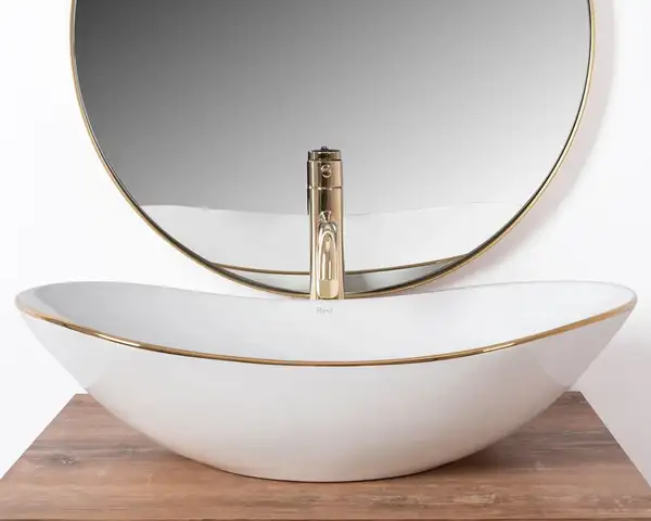Умывальник (раковина) REA ROYAL GOLD EDGE накладной белый (REA-U8570) Умывальник (раковина) REA ROYAL GOLD EDGE накладной белый (REA-U8570)
