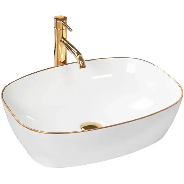 Rea Sol White Gold Edge Умывальник накладной, белый (REA-U8605)