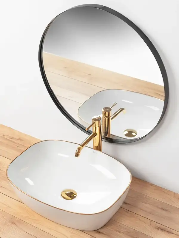 Rea Sol White Gold Edge Умывальник накладной, белый (REA-U8605)