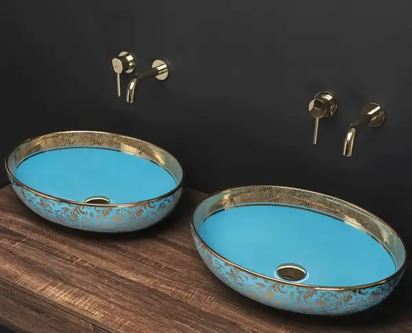Умывальник (раковина) REA MARGOT BLUE GOLD накладной (REA-U8709) Умывальник (раковина) REA MARGOT BLUE GOLD накладной (REA-U8709)