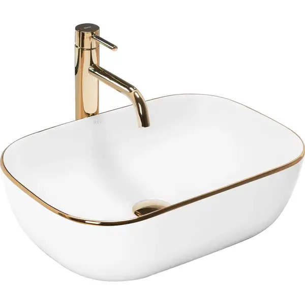 Умывальник (раковина) REA BELINDA WHITE GOLD EDGE накладной (REA-U8736) Умывальник (раковина) REA BELINDA WHITE GOLD EDGE накладной (REA-U8736)