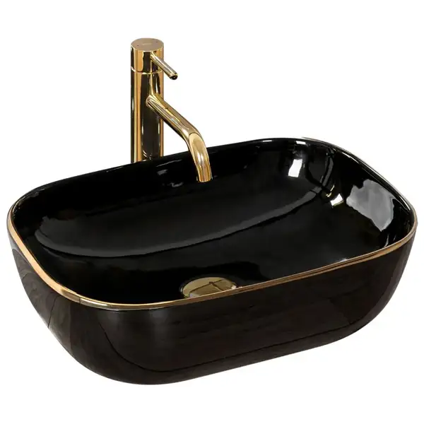 Умывальник (раковина) REA BELINDA BLACK GOLD EDGE накладной (REA-U8796)