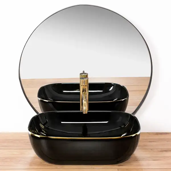 Умывальник (раковина) REA BELINDA BLACK GOLD EDGE накладной (REA-U8796)