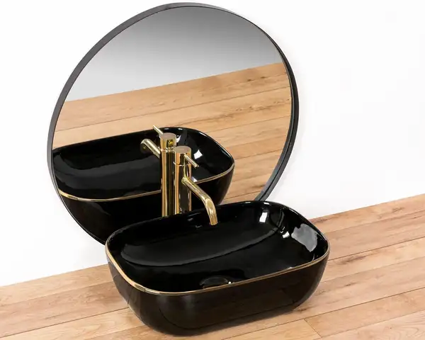 Умывальник (раковина) REA BELINDA BLACK GOLD EDGE накладной (REA-U8796)