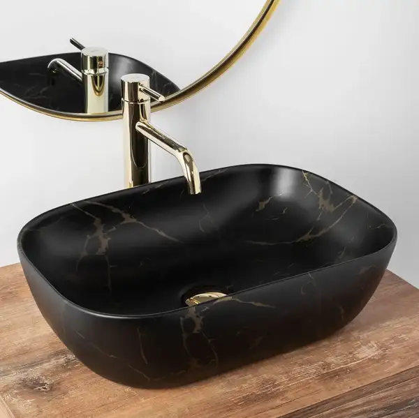 Умывальник (раковина) REA BELINDA BLACK MARBLE MAT накладной черный матовый (REA-U8908)
