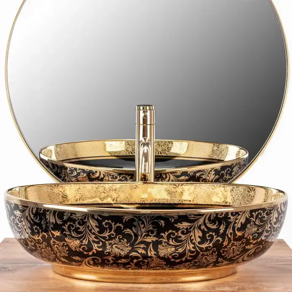 Умывальник (раковина) REA MARGOT GOLD BLACK накладной (REA-U8978) Умывальник (раковина) REA MARGOT GOLD BLACK накладной (REA-U8978)