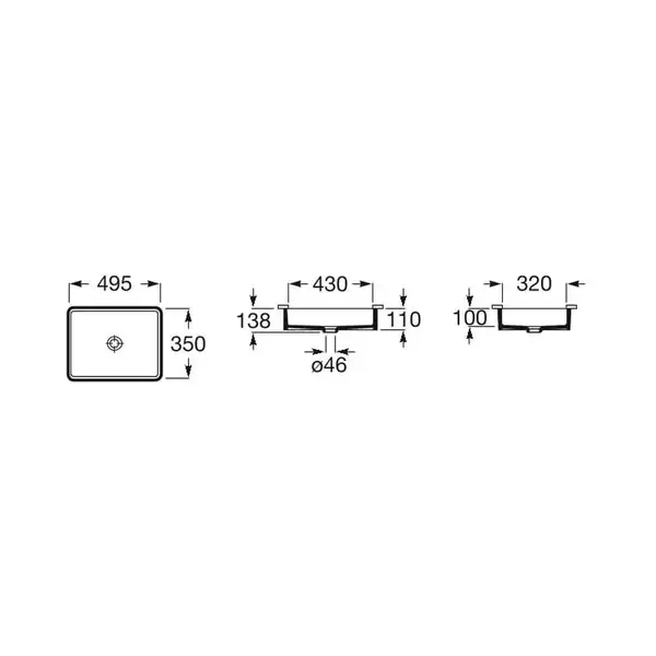 Умивальник вбудований Roca Inspira Square 45,5х35 (A327536000)