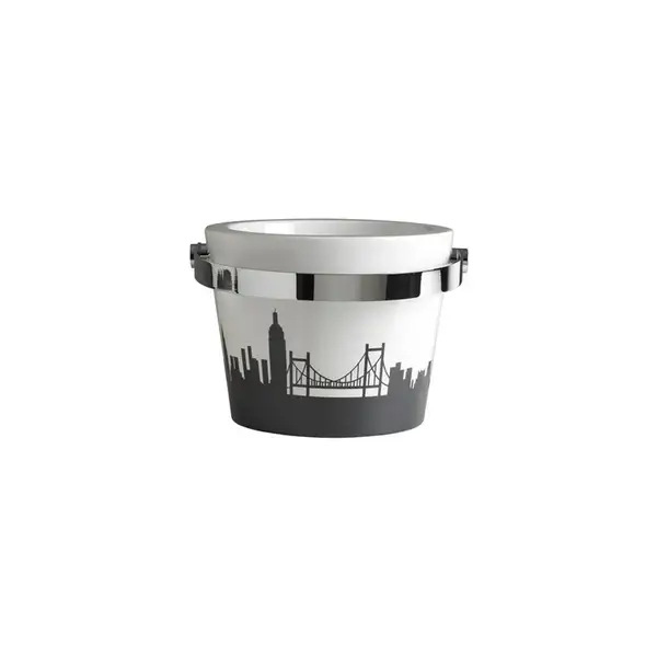 раковина підвісна або накладна  8802NSNYC BUCKET 30R 30x40 см, з тримачем рушника чорний матовий, декор New York Scarabeo ІТАЛІЯ