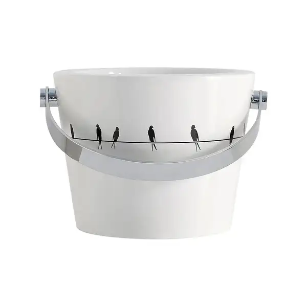 Раковина підвісна або накладна 8804V BUCKET 40R 40,5х54 см, з тримачем рушника хром, декор Swallows(Ластівки) Scarabeo Раковина підвісна або накладна 8804V BUCKET 40R 40,5х54 см, з тримачем рушника хром, декор Swallows(Ластівки) Scarabeo