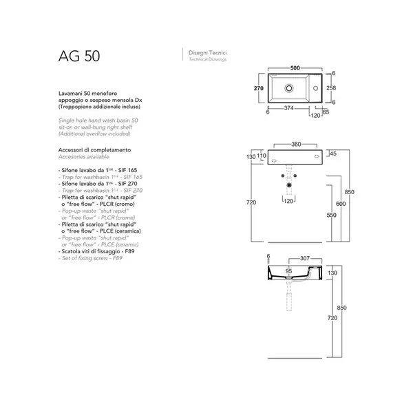 Умивальник AG 50 Agile (AG50N) Glossy black, SIMAS Умивальник AG 50 Agile (AG50N) Glossy black, SIMAS