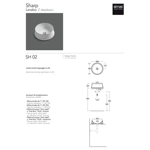 Умивальник SH02 Sharp 42см, круглий, blak matt SIMAS ІТАЛІЯ (SH02 blak matt) Умивальник SH02 Sharp 42см, круглий, blak matt SIMAS ІТАЛІЯ (SH02 blak matt)
