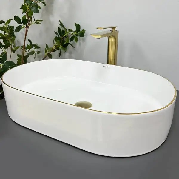 VBI Verona 60 Gold Edge Умивальник накладний, білий (VBI-011308) VBI Verona 60 Gold Edge Умивальник накладний, білий (VBI-011308)