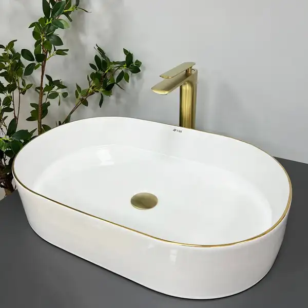 VBI Verona 60 Gold Edge Умивальник накладний, білий (VBI-011308) VBI Verona 60 Gold Edge Умивальник накладний, білий (VBI-011308)
