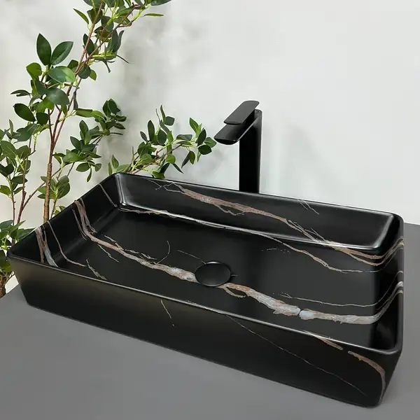 Умывальник (раковина) VBI TRIEST BLACK STONE MATT накладной (VBI-012703) Умывальник (раковина) VBI TRIEST BLACK STONE MATT накладной (VBI-012703)