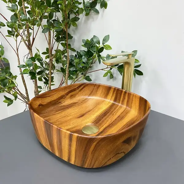 VBI AREZZO WOOD MATT Умивальник накладний, імітація дерева (VBI-013205)