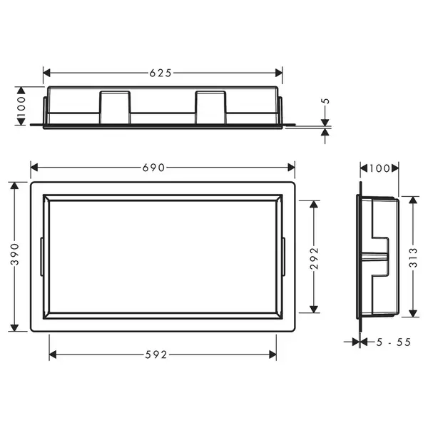 Настінна ніша із вбудованою рамою Hansgrohe XtraStoris Original 30 x 60 x 10 см, бетон (concretegrey) 56064380 Настінна ніша із вбудованою рамою Hansgrohe XtraStoris Original 30 x 60 x 10 см, бетон (concretegrey) 56064380