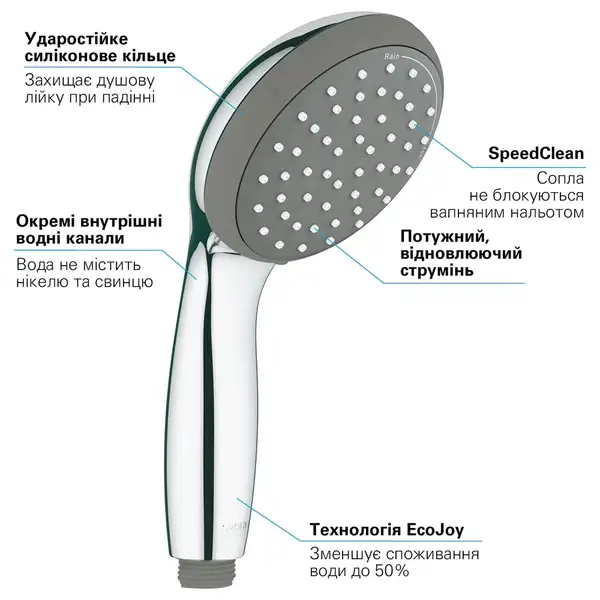 Лійка для ручного душу, 2 режими струменя Grohe Vitalio Start 100 27946000 Лійка для ручного душу, 2 режими струменя Grohe Vitalio Start 100 27946000
