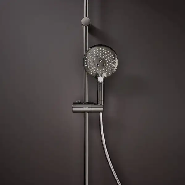 Лейка для душа Hansgrohe Raindance Select S PowderRain (цвет - шлифованный чёрный хром), 3 вида струи 26014340 Лейка для душа Hansgrohe Raindance Select S PowderRain (цвет - шлифованный чёрный хром), 3 вида струи 26014340