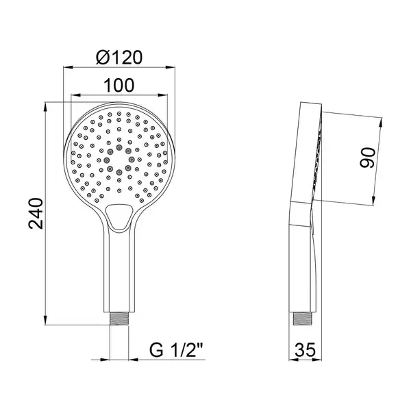 Лейка для ручного душа Qtap Rucni A120O3KBB (QTRUCA120O3KBB)