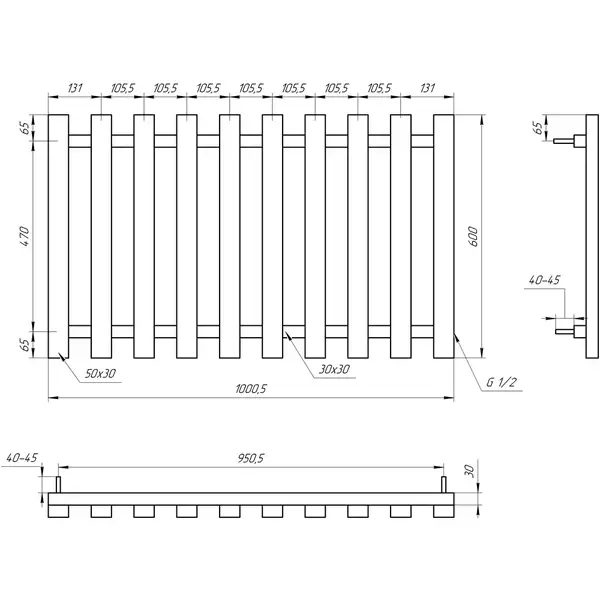 Genesis Aqua Полотенцесушитель Genesis-Aqua Batteria 100x60 см, белый (34021)
