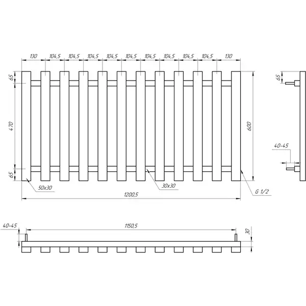 Genesis Aqua Полотенцесушитель Genesis-Aqua Batteria 120x60 см (3403)