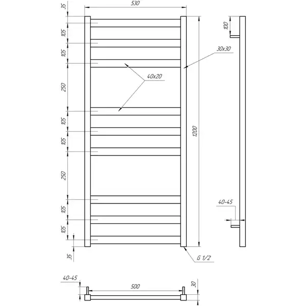 Genesis Aqua Полотенцесушитель Tristar flat (5002) Genesis Aqua Полотенцесушитель Tristar flat (5002)