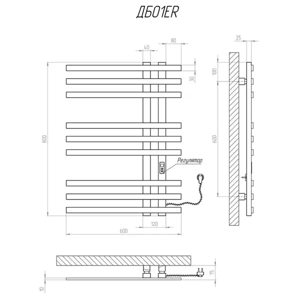 Рушникосушарка KOSSER Браш 800х600 ER (ДБ01ER)