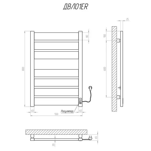 Рушникосушарка KOSSER Волз 800х500 ER тайм. чорний (ДВЛ01ER) Рушникосушарка KOSSER Волз 800х500 ER тайм. чорний (ДВЛ01ER)