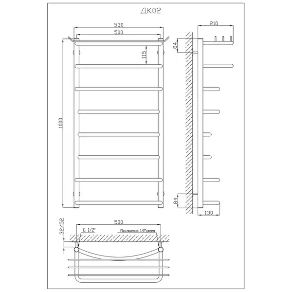 Рушникосушарка KOSSER Канна 1000х530/8 (ДК02) Рушникосушарка KOSSER Канна 1000х530/8 (ДК02)