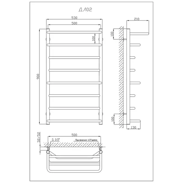 Рушникосушарка KOSSER Лотос 900х530/8 (ДЛ02) Рушникосушарка KOSSER Лотос 900х530/8 (ДЛ02)