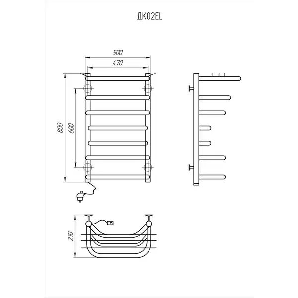 Рушникосушарка KOSSER Канна 800х500/7 ЕL рег. (ДК02EL)